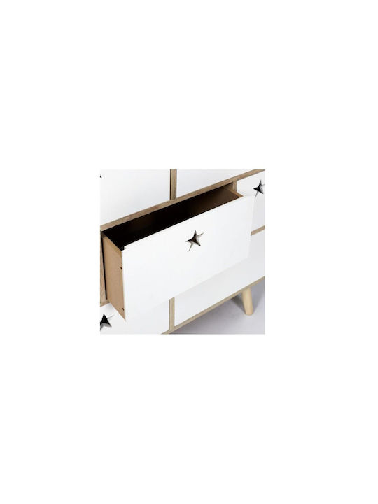 Kids Chest of Drawers White with 5 Drawers 69x24x70cm