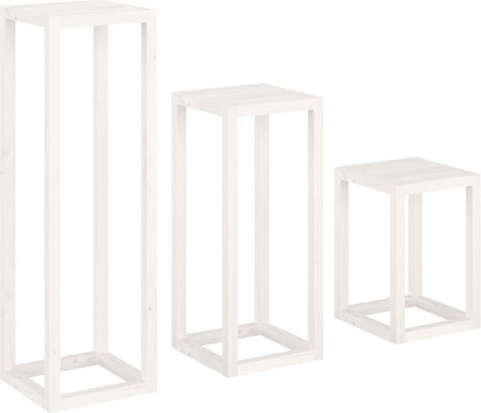 vidaXL Set Pflanzenständer Holz Weiße 50cmcm. 3Stück