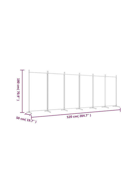 vidaXL Decorativ Paravan Tesatura cu 6 Panouri 520x180cm