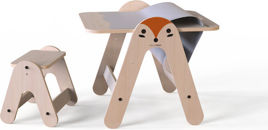 Fox Kids Table and Chairs Set made of Wood Beige Mamatoyz