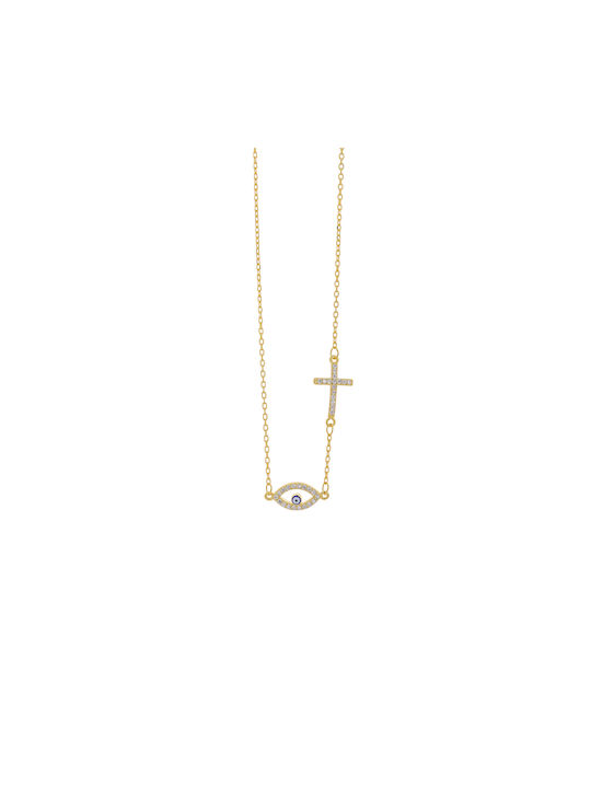 Prince Silvero Necklace Eye from Gold Plated Silver with Zircon