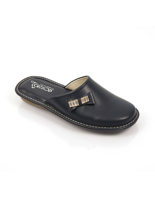 Castor Anatomic Anatomic Leather Women's Slippers In Navy Blue Colour