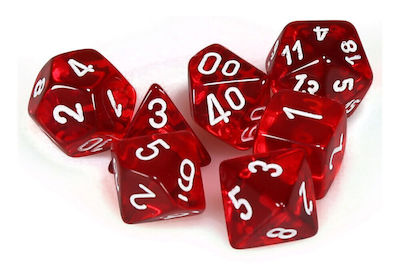 Chessex Dice Translucent Polyhedral Red/White 7pcs 23074