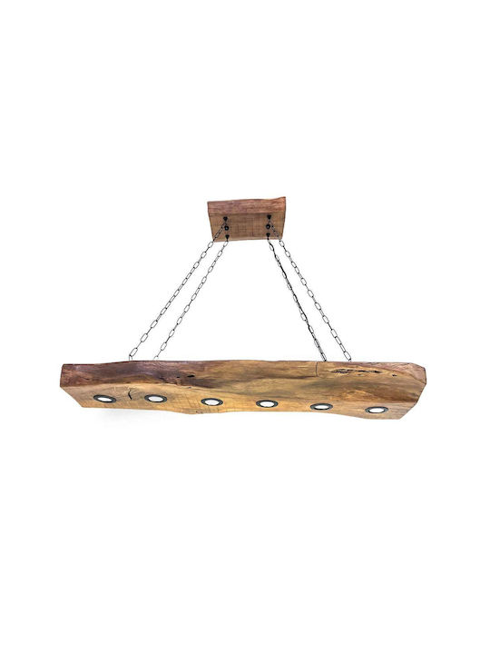 Pendant Light Brown Rail for 6 Bulbs GU10 120cm