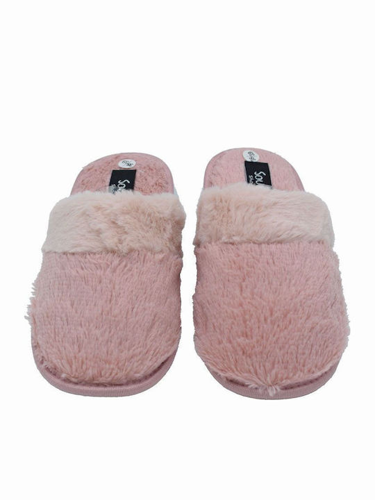 Winter Women's Slippers with Fur Pink
