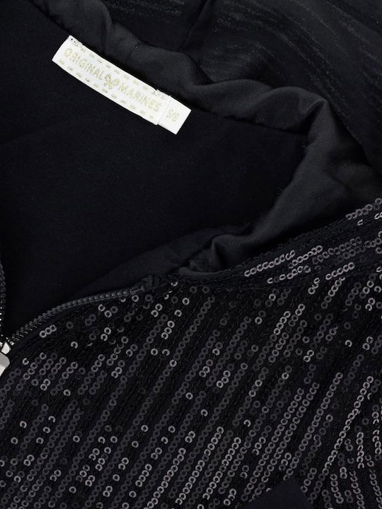 Kinderstrickjacke mit Kapuze Schwarz