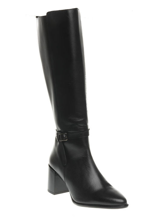 Dansi Leather High Heel Women's Boots with Zipper Black