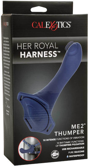 Calexotics Her Royal Harness Me2 Thumper Strap On with Rechargeable Vibe Harness με Dildo 17cm και Δόνηση σε Γκρι Χρώμα