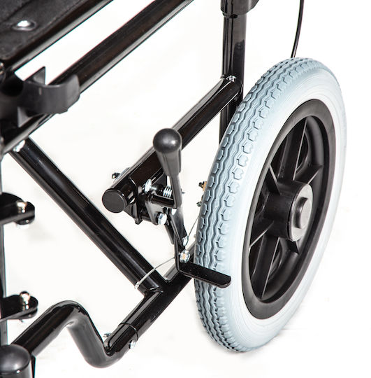 Promoting Medical Promoting Medical Rollstuhl Einfacher Typ Rollstuhl mit abnehmbaren Seiten/Füßen und Begleiterbremsen 46cm PW02021A Schwarz