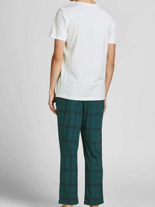 Jack & Jones Χειμερινή Καρό Ανδρική Πιτζάμα White/Green Jack & Jones Χειμερινή Καρό Ανδρική Πιτζάμα White/Green