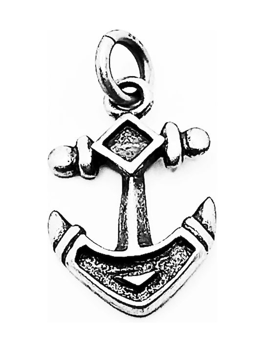 Silver 925 handmade solid oxidized pendant with anchor design with height 2.1cm and width 1.1cm