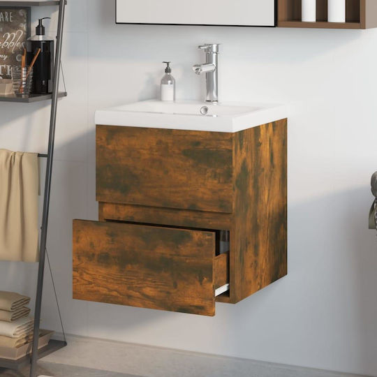 vidaXL Countertop with Sink L41xW38.5xH45cm Smoky Oak