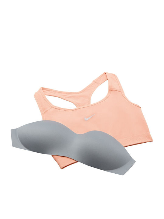 Dri-FIT Swoosh Seamless Γυναικείο Αθλητικό Μπουστάκι Σομόν με Επένδυση