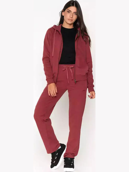 Joan Women's Sweatshirt Jacket Hooded Burgundy