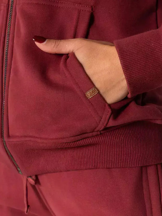 Joan Women's Sweatshirt Jacket Hooded Burgundy