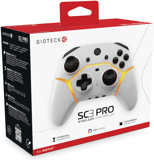 Gioteck SC3 Pro Ασύρματο Gamepad για Switch Λευκό