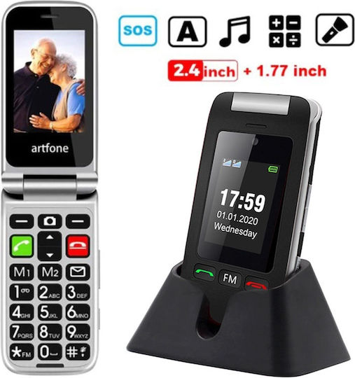 Artfone Artfone C10 Flip Dual SIM Κινητό με Μεγάλα Κουμπιά Μαύρο