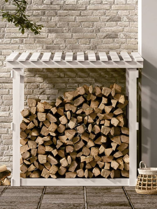 vidaXL Wooden Firewood Box 108x64.5x109cm White