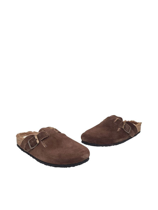 Plakton Women's Anatomic Clogs with Fur Marron