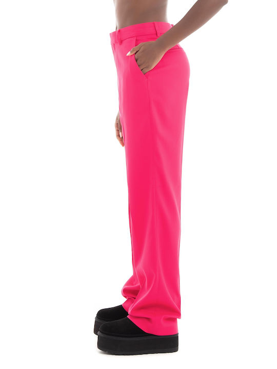 Scotch & Soda Women's High-waisted Fabric Trousers in Straight Line Fuchsia