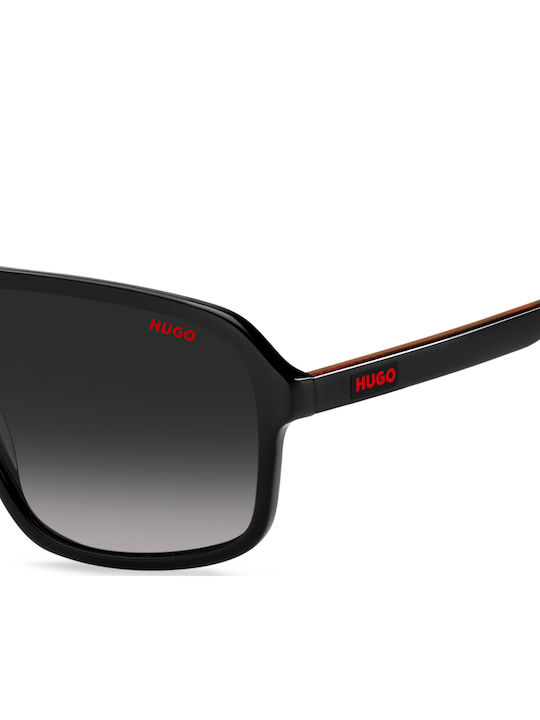 Unisex Sunglasses with Black Plastic Frame and Gray Gradient Lens