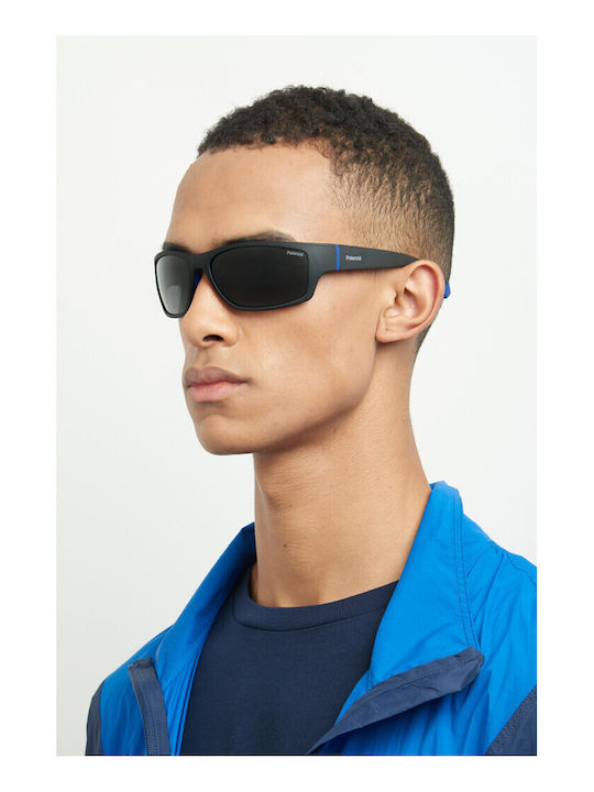 Polaroid Unisex Sunglasses with Black Plastic Frame and Gray Polarized Lens PLD2135/S D51M9