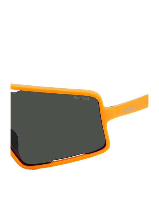 Polaroid Unisex Sunglasses with Orange Plastic Frame and Gray Polarized Lens PLD7045/S 2M5/M9