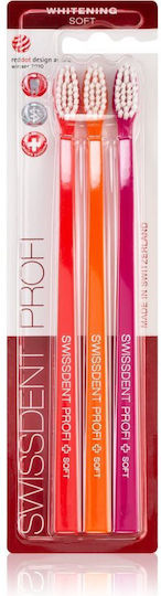 Swissdent Whitening Profi Οδοντόβουρτσα Soft Red, Orange & Pink 3τμχ
