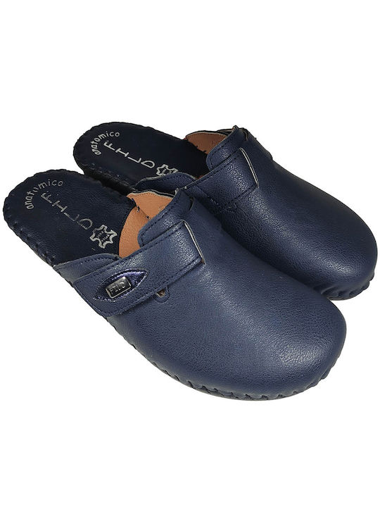 Women's Winter Leather Slippers Fild Sparta S17 Dark Blue