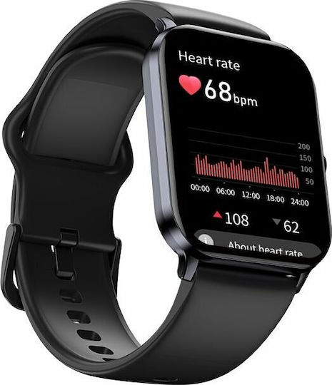 QCY GTC 46mm Smartwatch με Παλμογράφο (Μαύρο)