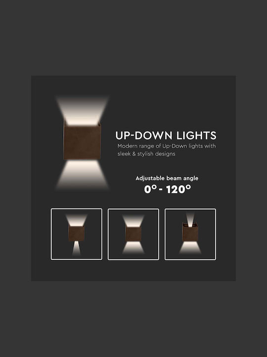 V-TAC Wandmontiertes Außen-Spotlight LED IP65 11W mit Warmweiß Licht Doppelstrahl 10x10x10εκ.