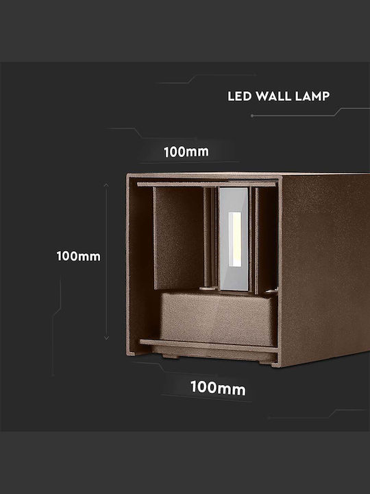 V-TAC Wandmontiertes Außen-Spotlight LED IP65 11W mit Warmweiß Licht Doppelstrahl 10x10x10εκ.
