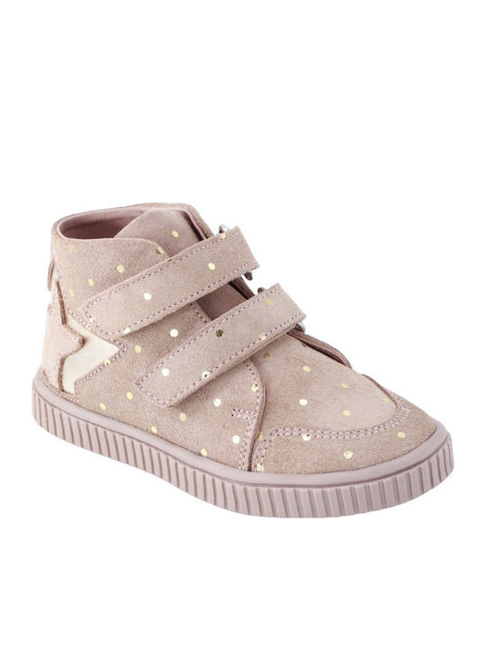 Suede Kinderstiefeletten mit Klettverschluss Rosa