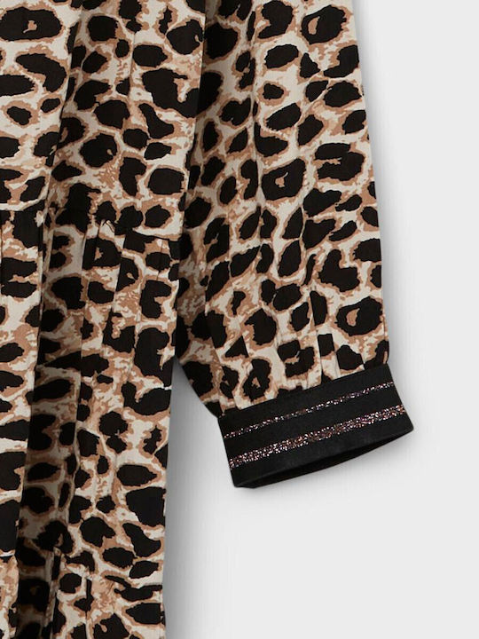 Παιδικό Φόρεμα Μακρυμάνικο Animal Print Καφέ