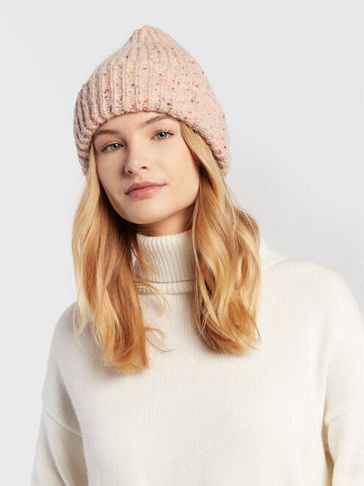 Kim Beanie Unisex Fleece Σκούφος με Rib Πλέξη σε Ροζ χρώμα