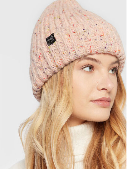 Kim Beanie Unisex Fleece Σκούφος με Rib Πλέξη σε Ροζ χρώμα