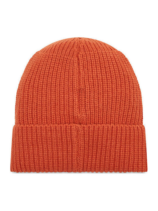 Beanie Beanie with Rib Knit in Orange color
