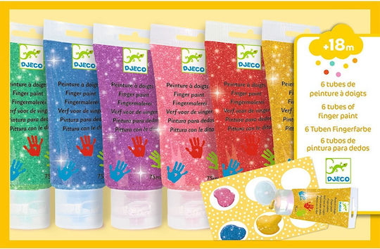 Djeco Glitter Finger Paints Set 6pcs