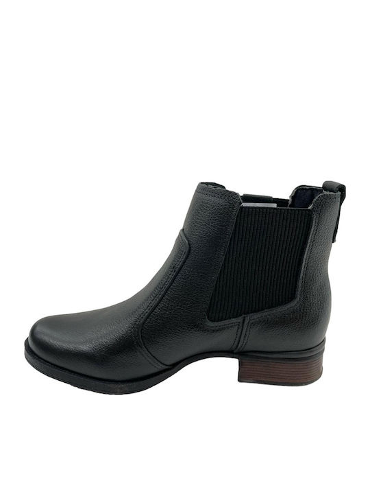 Leder Damen Chelsea Stiefeletten Schwarz