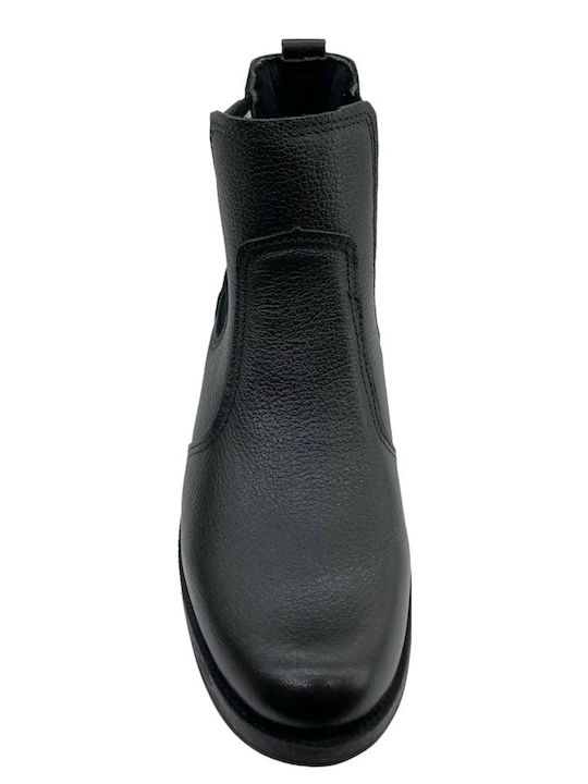 Leder Damen Chelsea Stiefeletten Schwarz