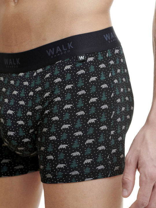 Bamboo Xmas Herren Boxershorts Schwarz mit Mustern 1Packung