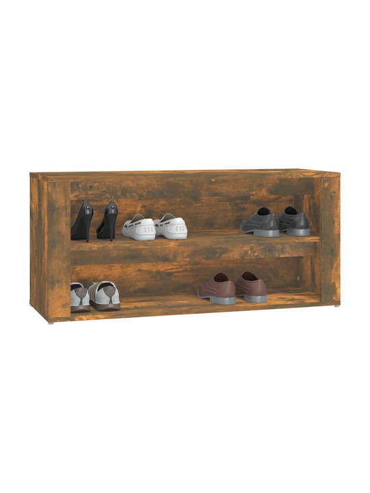 Holz Schuhschrank mit 2 Regalen Gelb L100xW35xH45cm