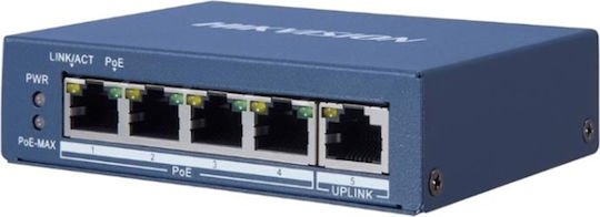Hikvision DS-3E0505P-E Unmanaged L2 PoE+ Switch με 4 Θύρες Gigabit (1Gbps) Ethernet