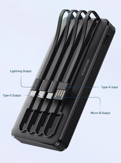 Awei P133K Power Bank 10000mAh με Θύρα USB-A και Θύρα USB-C Μαύρο