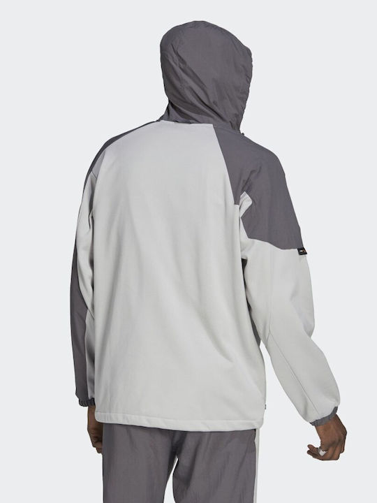 Adidas Adventure Winter Fabric Ανδρική Ζακέτα Fleece με Φερμουάρ και Κουκούλα Γκρι