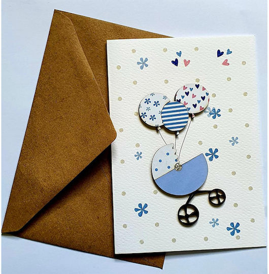 Greeting Card Baptism 15x11cm in Light Blue Color