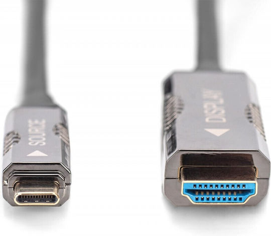 Digitus Cable HDMI male - USB-C male 20m Black