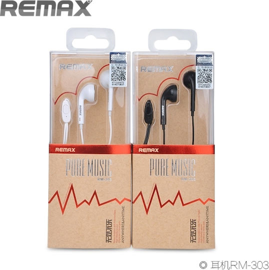 Remax RM-303 Earbuds Handsfree με Βύσμα 3.5mm Μαύρο