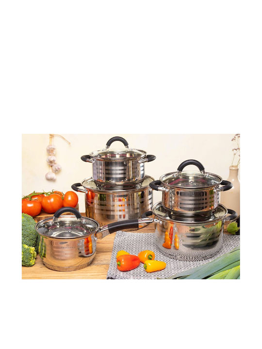 Edenberg Cookware Set Made of Stainless Steel Silver 5 Pieces