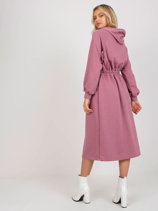 Relevance Midi Dress with Hood Pink